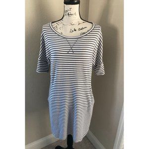 Halcyon Gray and White Striped Casual Dress - Size M